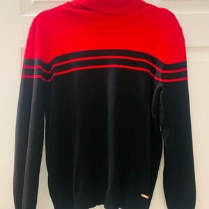 Calvin Klein Red and Black Turtleneck Sweater